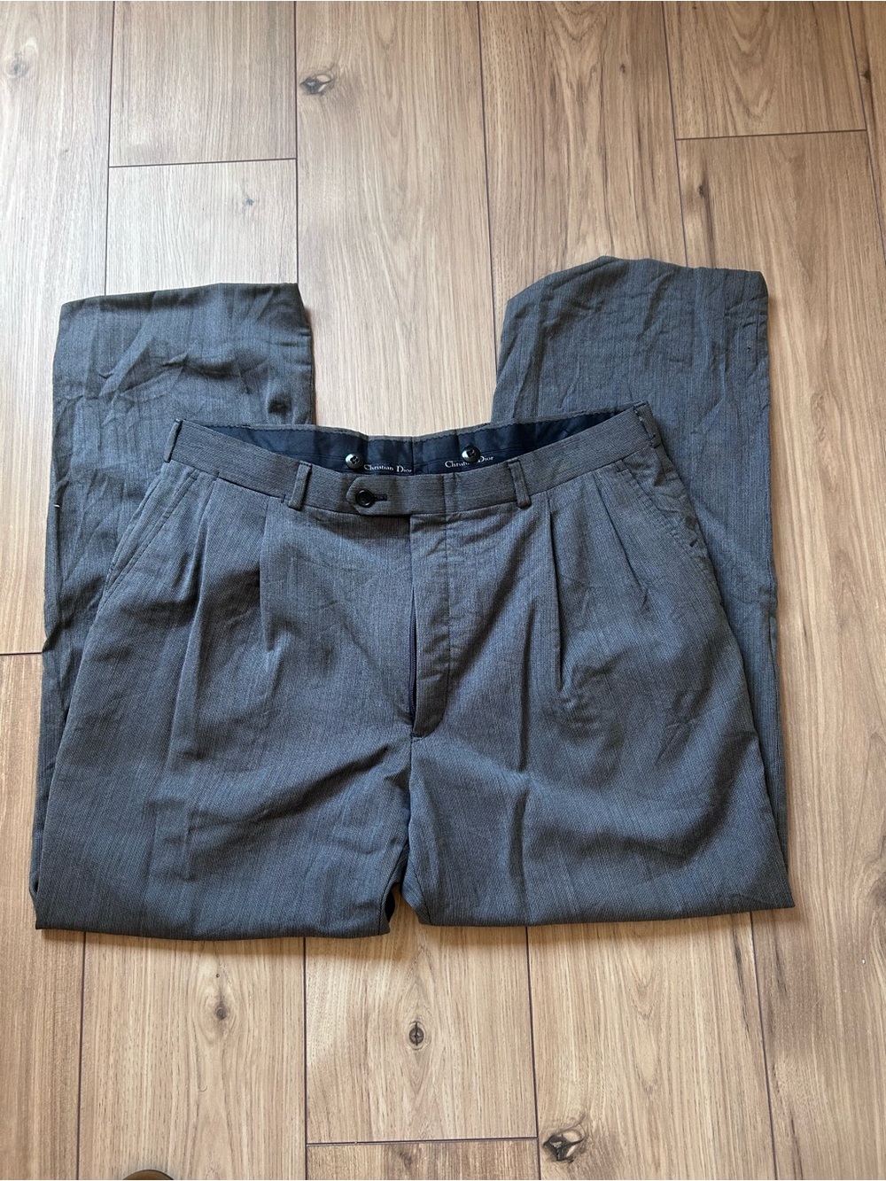 Christian Dior Gray Pleated Dress Pants